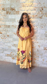 Vestido Longo Amarração POLI- Amarelo 6037