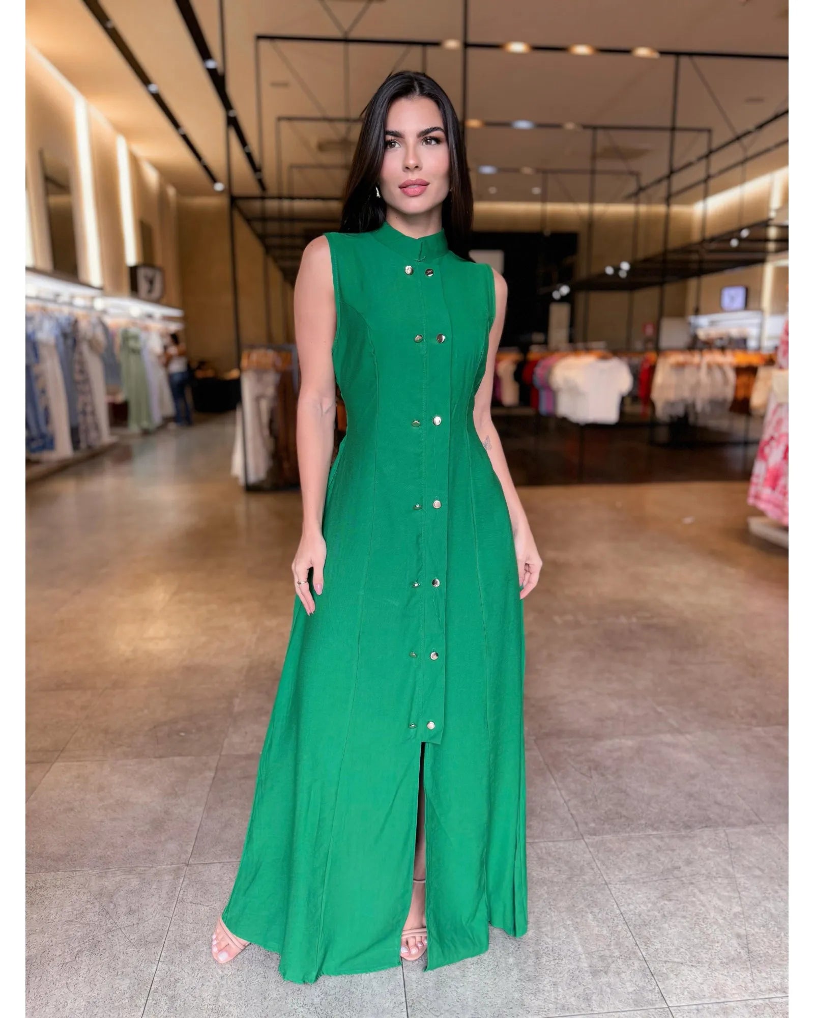 Vestido Longo Botões Cris