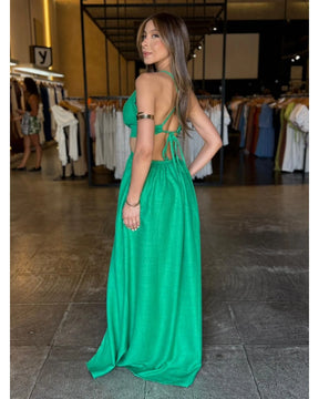 Vestido Longo Recorte Cintura