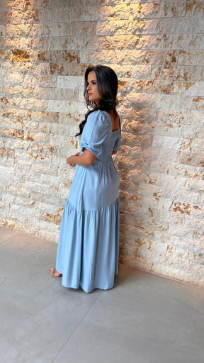 Vestido Midi Manga Tucano POLI- Azul 5975