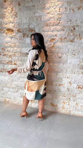 Vestido Curto Amarração Épica YU - Estampado  5630