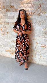 Vestido Midi Animal Print PIS- Estampado 5742