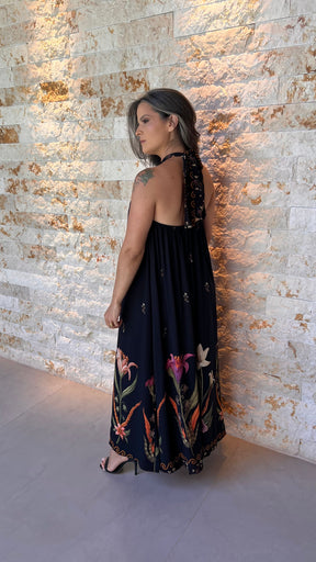 Vestido Longo Amarração POLI- Preto 6037