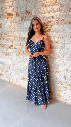 Vestido Midi Poa Alcinha PIS- Estampado 6034