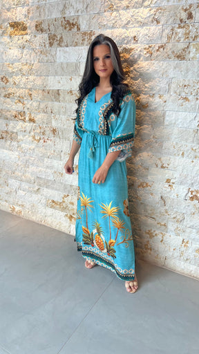 Vestido Longo Arabesco ARTE- Estampado Azul 5885