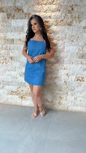 Vestido Curto Jeans Alcinha NOV- Jeans Claro 5957
