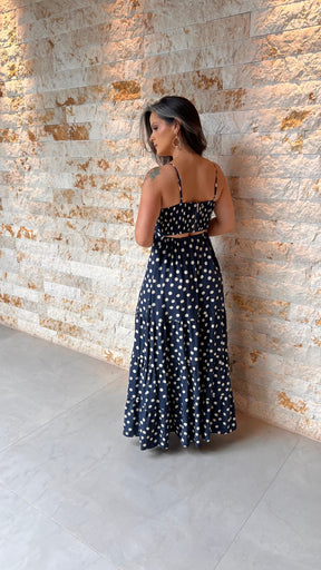 Vestido Midi Poa Alcinha PIS- Estampado 6034