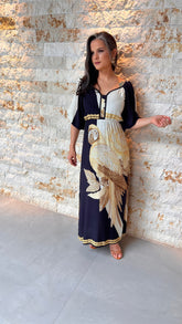 Vestido Longo Arara Dourada ARTE- Estampado 5470