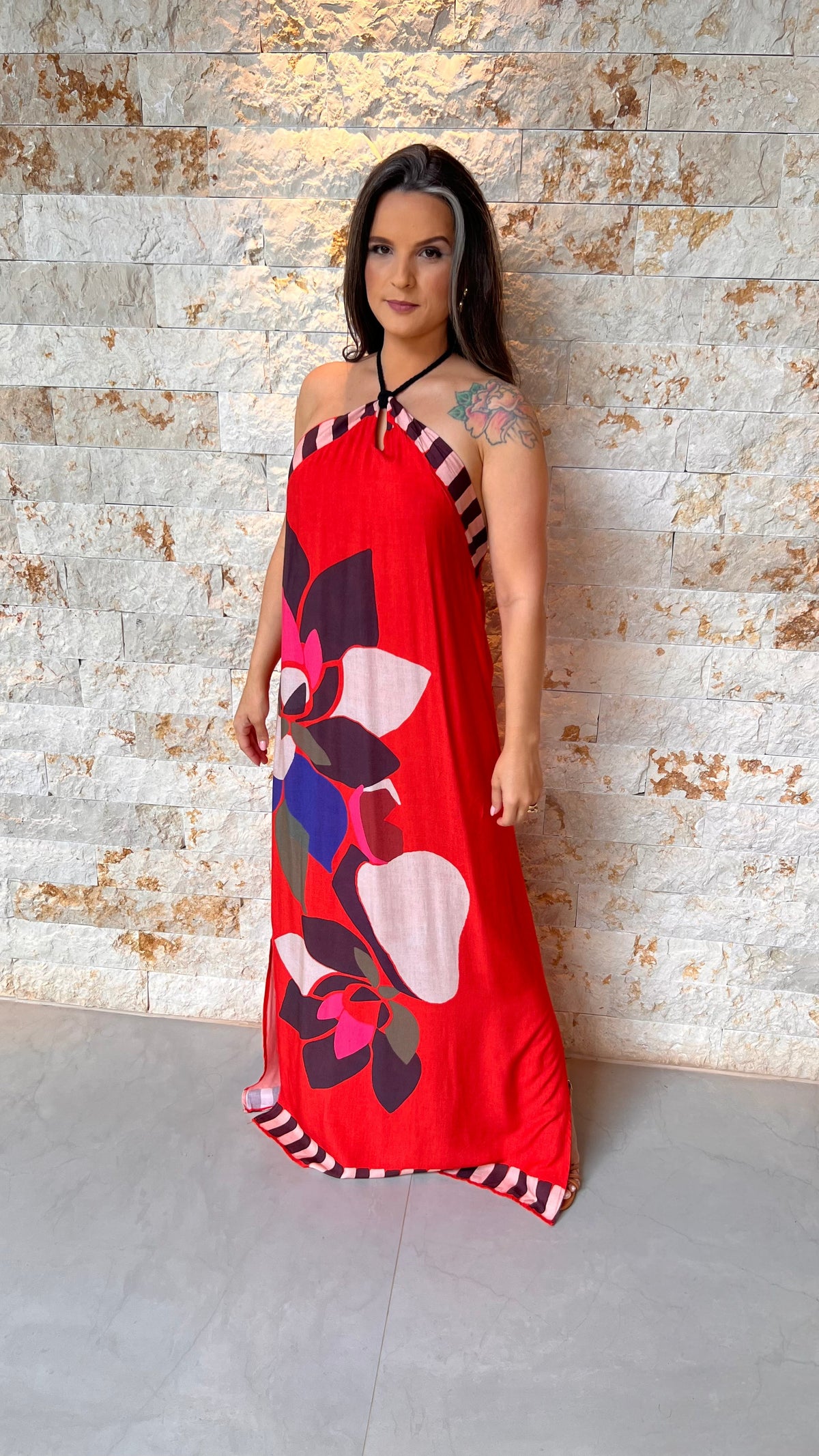 Vestido Longo Super Caju ARTE-  Laranja 5438