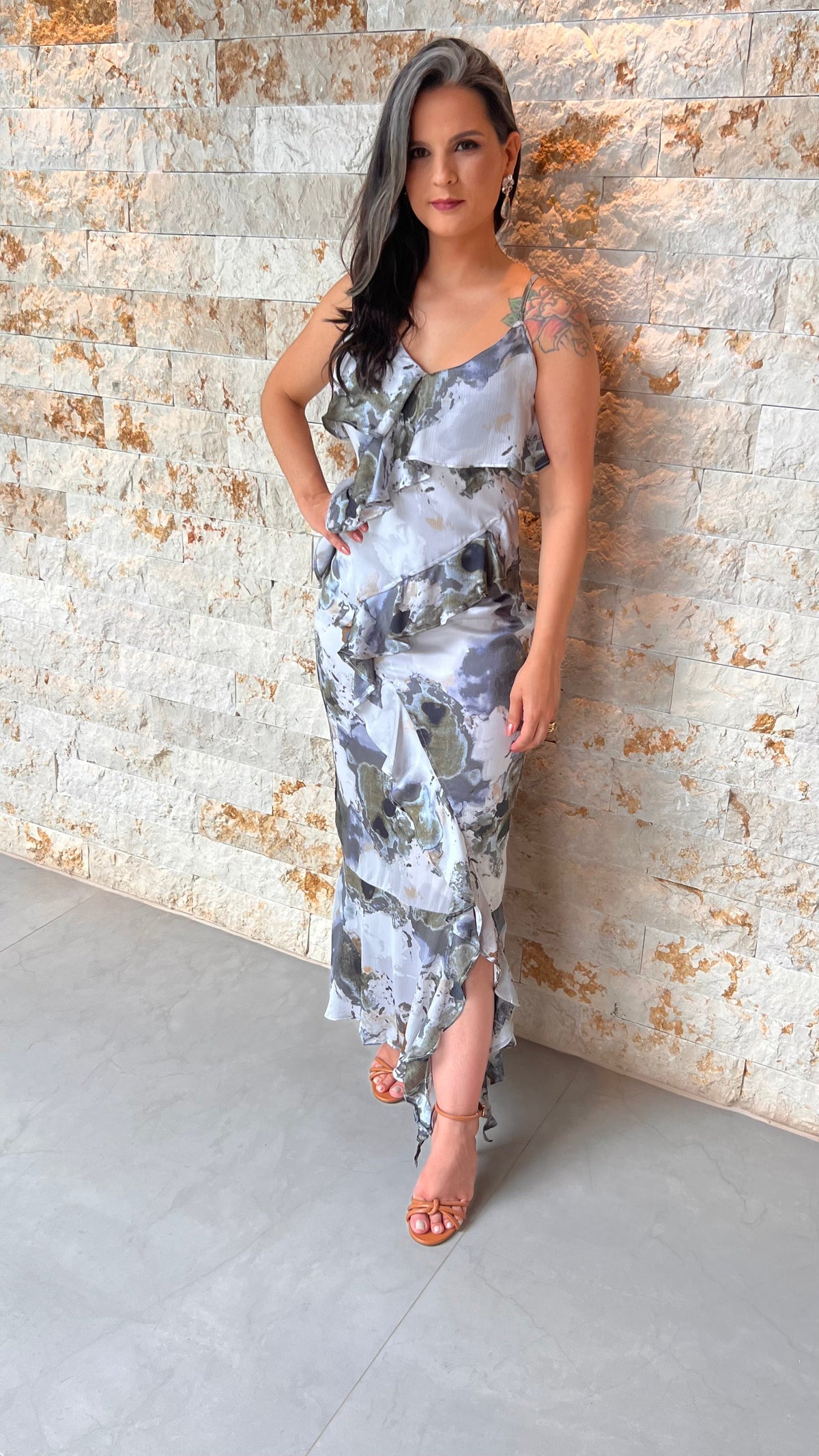 Vestido Longuete Babado EAG - Estampado 1 5474