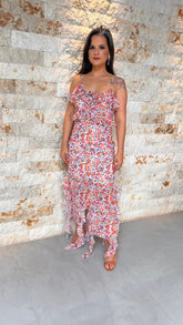 Vestido Midi Babado Flor EAG - Estampado 5479