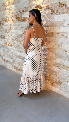 Vestido Midi Alça Poa  LA VI - Branco 5361