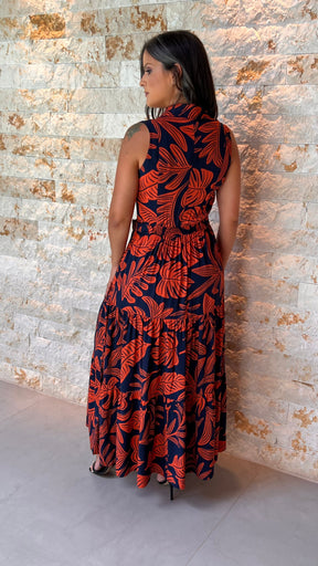 Vestido Midi Chemisse Cinto Fixo PIS - Estampado Terracota 5551/2