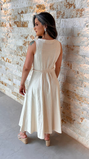 Vestido Midi Cinto Transas PIS - Nude 5424