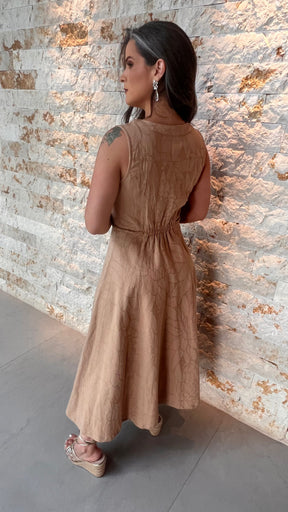 Vestido Midi Cinto Transas PIS - Caramelo 5424