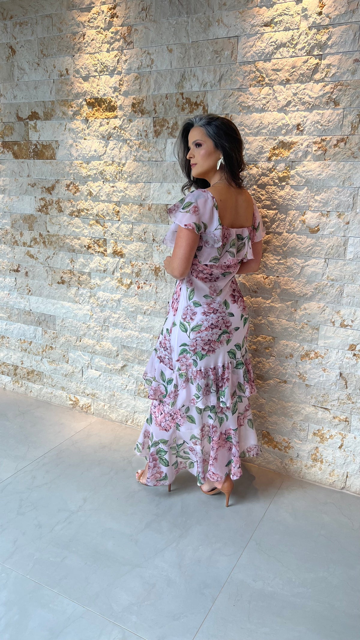 Vestido Midi Chiffon Flowers PIS- Estampado 5950