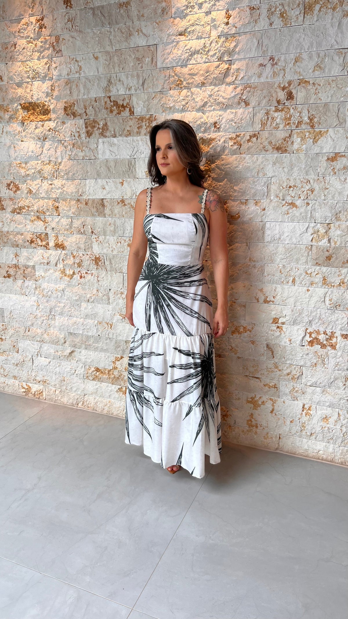 Vestido Longo Dec Quadrado FRAN- Estampado 6054