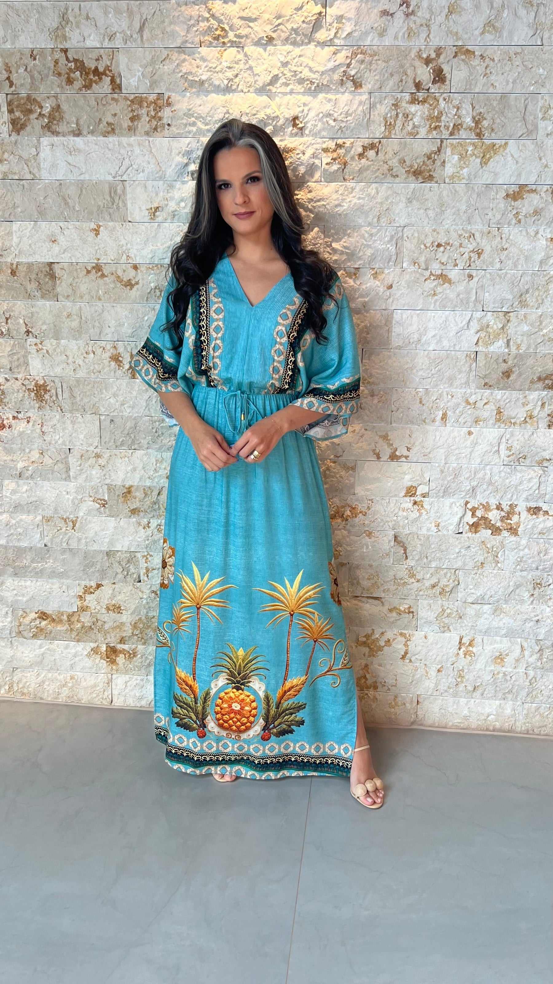 Vestido Longo Arabesco ARTE- Estampado Azul 5885