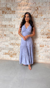 Vestido Midi Jacquard PIS- Azul 5982