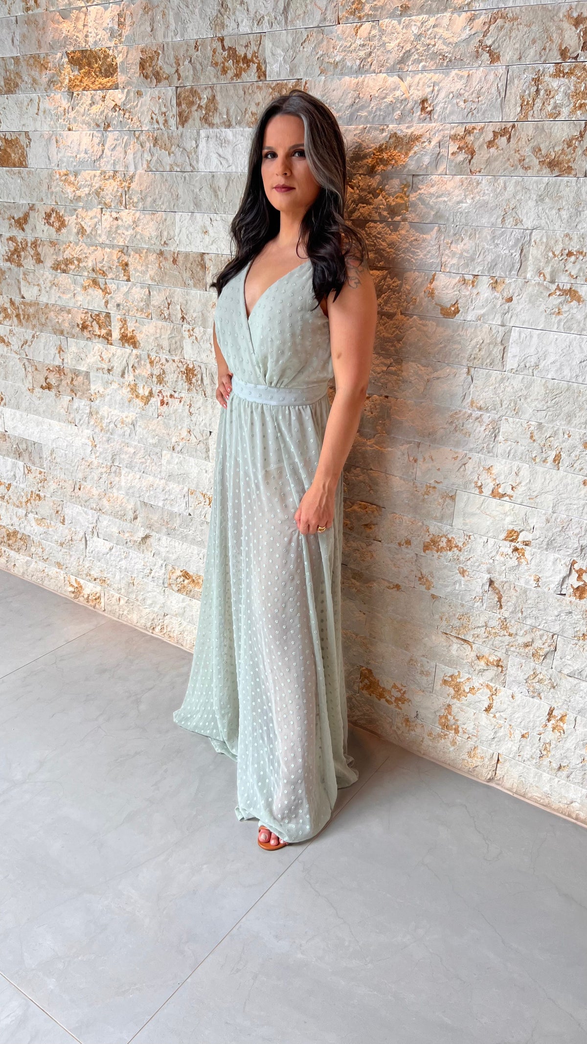 Vestido Longo Hot Pants - Liso Verde Claro 3754