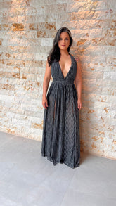 Vestido Longo Hot Pants Lurex - Preto 3761