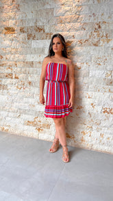 Vestido Curto Tomara que Caia TRIN - Estampado Rosa 5486