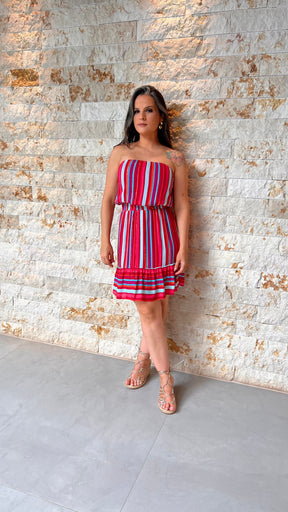 Vestido Curto Tomara que Caia TRIN - Estampado Rosa 5486