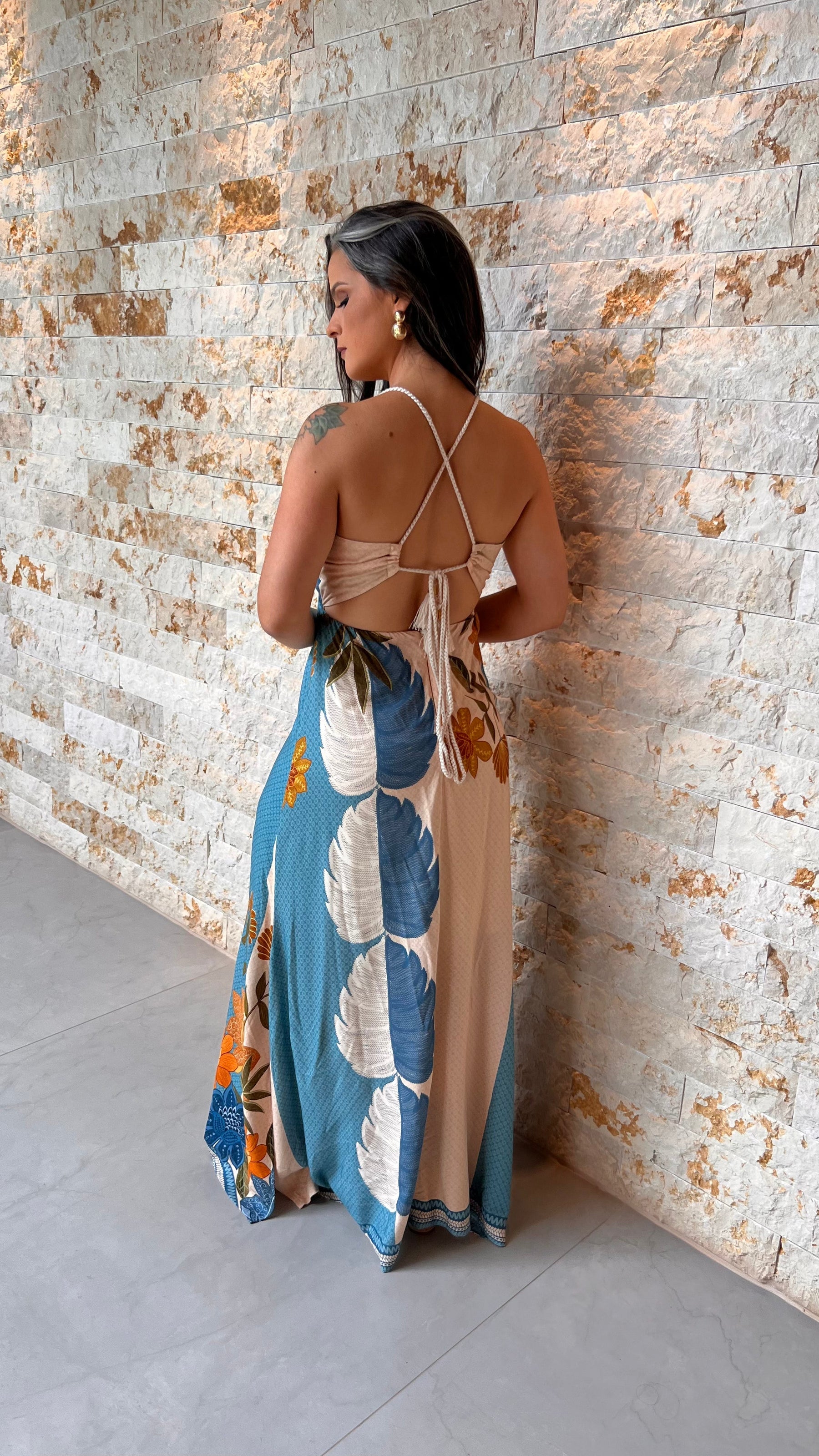 Vestido Longo Flor Crochê Busto ARTE- Estampa 2 5437