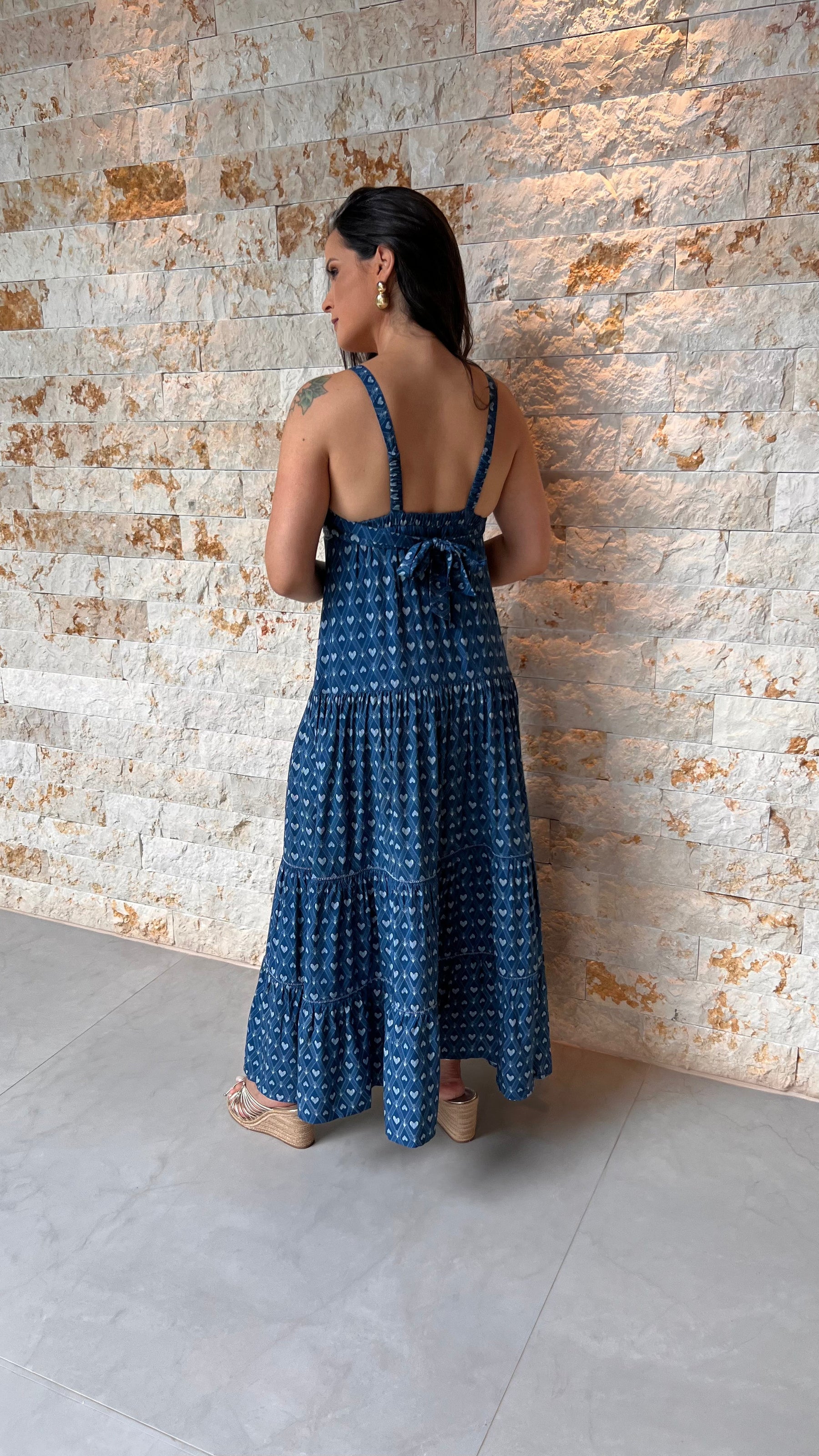 Vestido Midi Babado Coração PIS- Estampado 5493