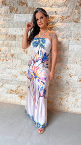Vestido Longo Seda Frente Unica ARTE - Estampado 5488