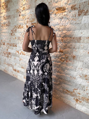 Vestido Longuete Malha Lesie ARTE- Estampado P e B 5121