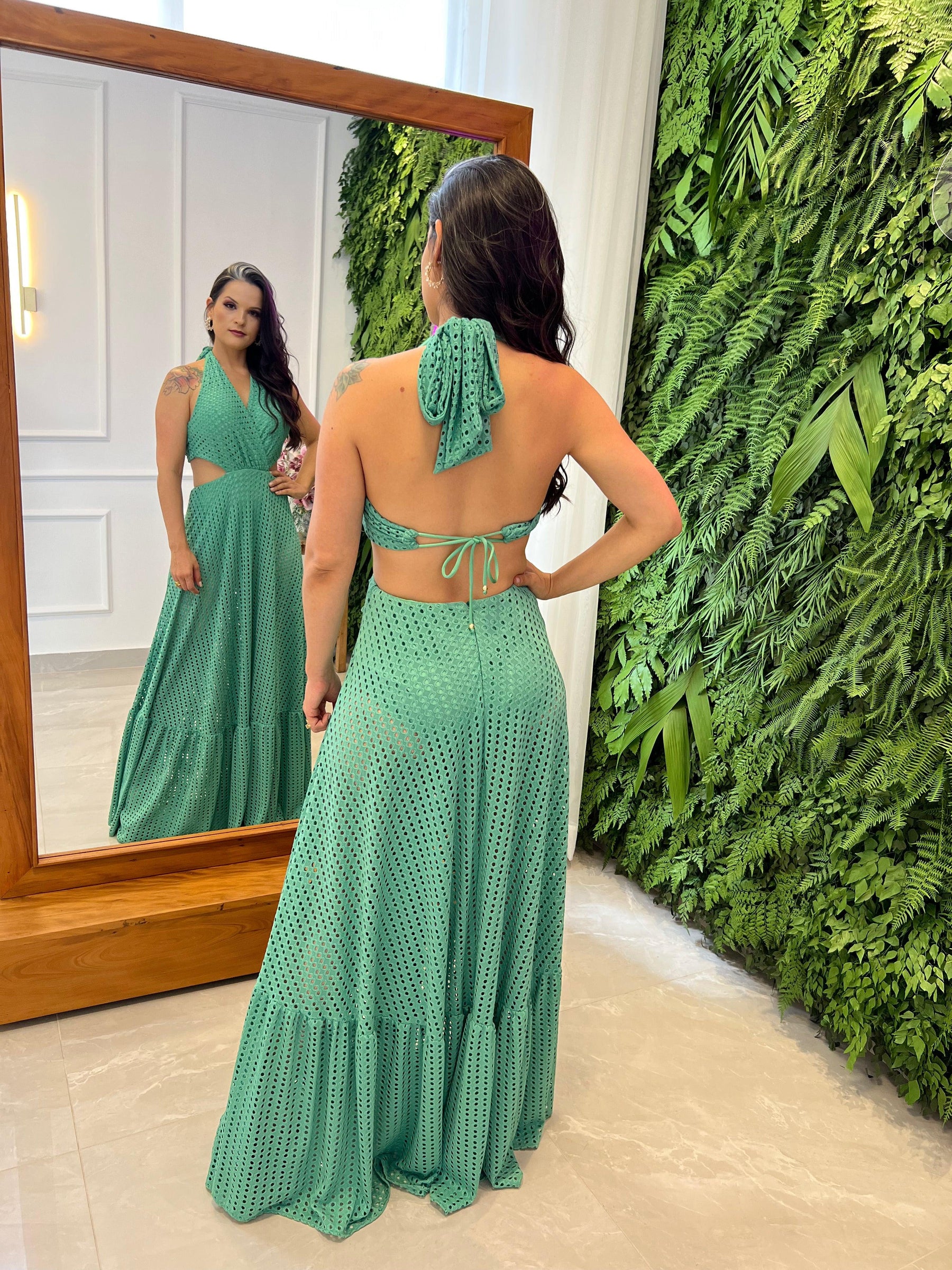 Vestido Longo Lesie Hot Pants - Liso Verde 3686