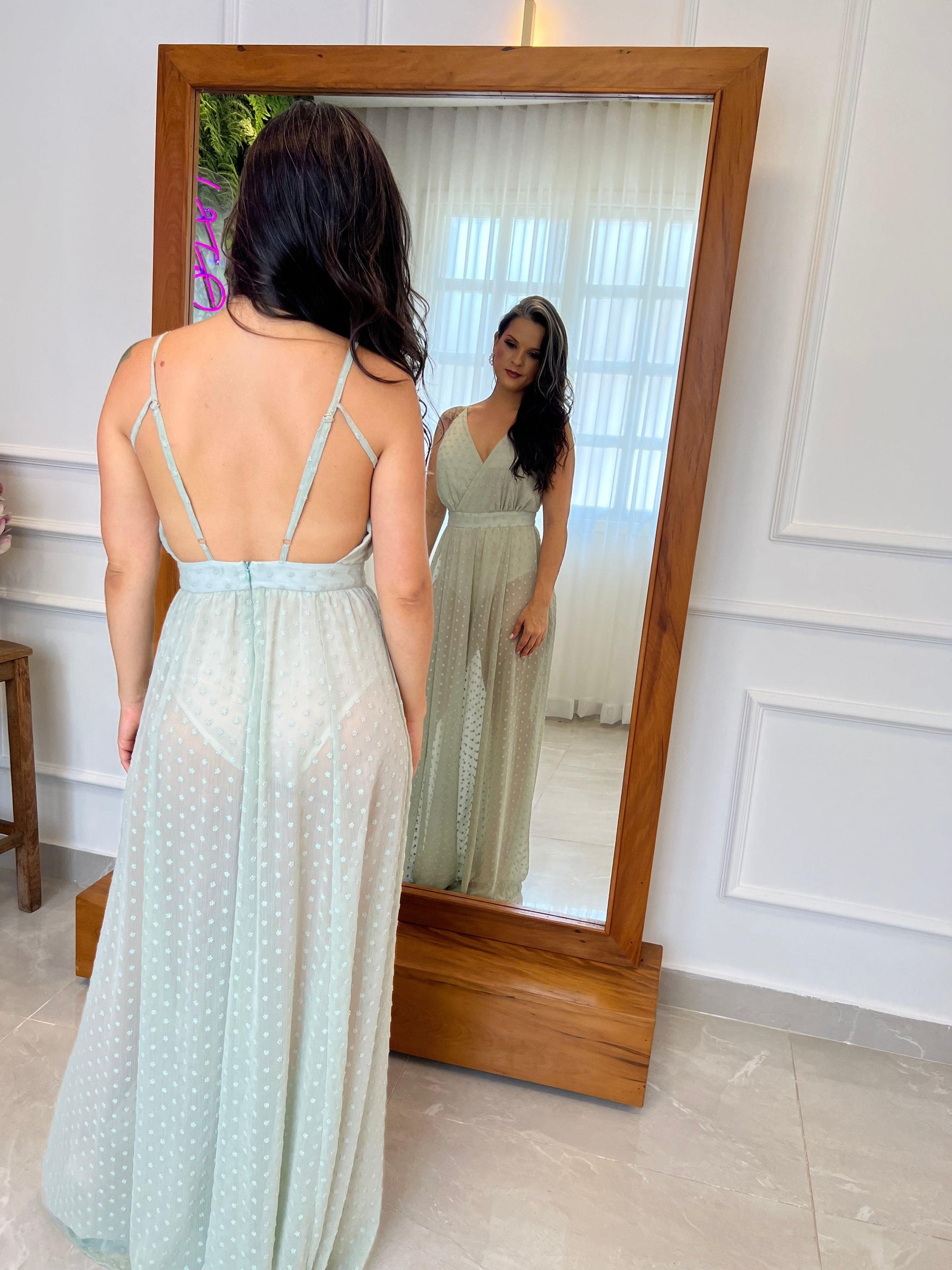 Vestido Longo Hot Pants - Liso Verde Claro 3754