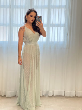 Vestido Longo Hot Pants - Liso Verde Claro 3754