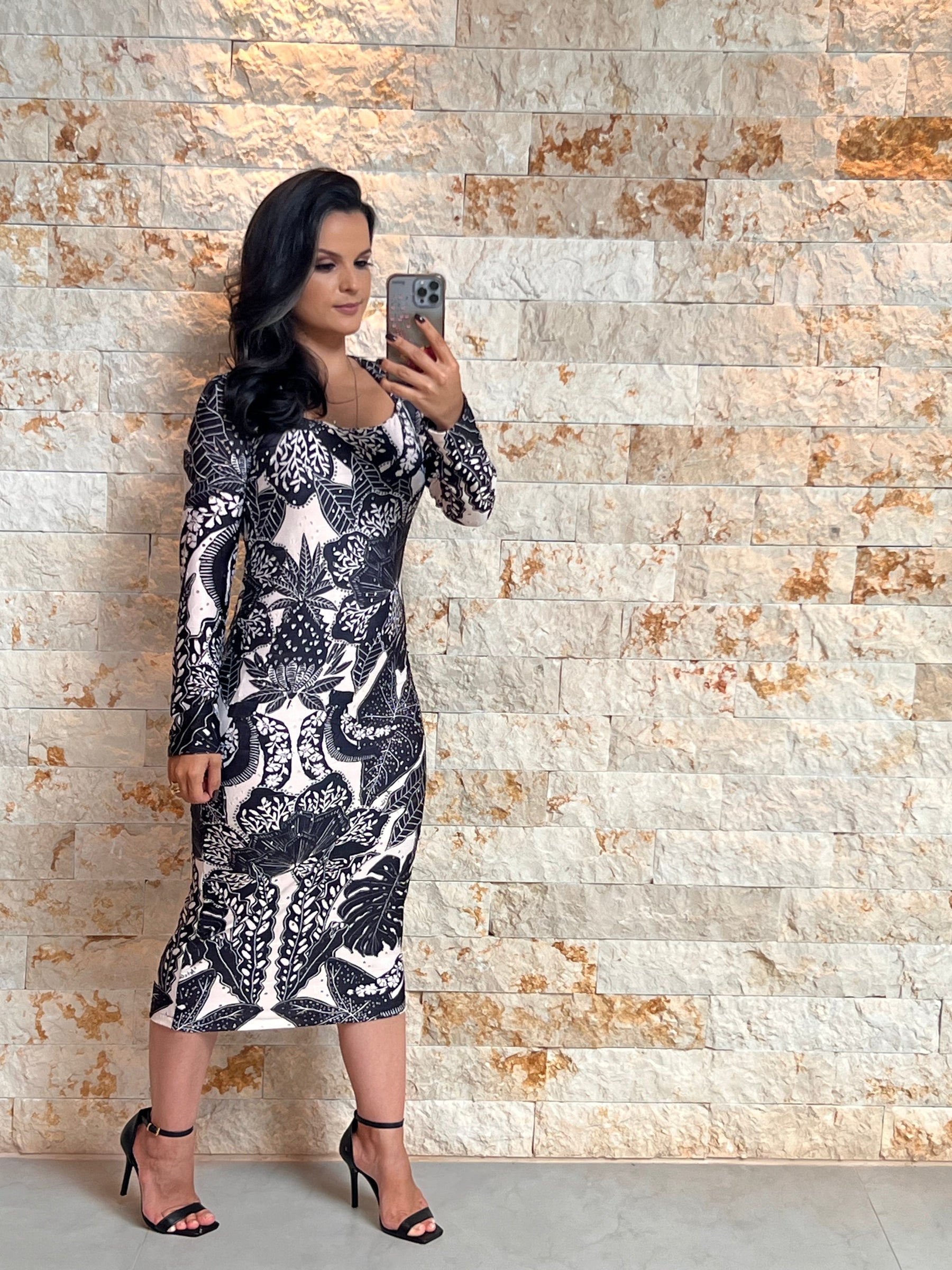 Vestido Midi PB Malha Lesie ARTE- Estampado 5150