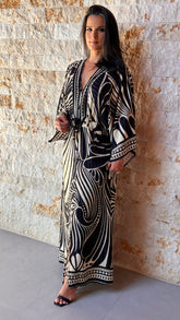 Vestido Longo Manga Morcego PB ARTE- Estampado 5184