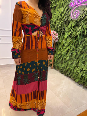 Vestido Longo Amarração Busto - Estampado 4069