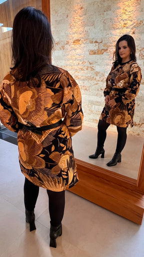 Vestido Curto Moletom Manga Punho ARTE- Estampado 5211