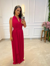 Vestido Longo Conf Tamanho Único Sem Manga Plissado - Fúccia 4480