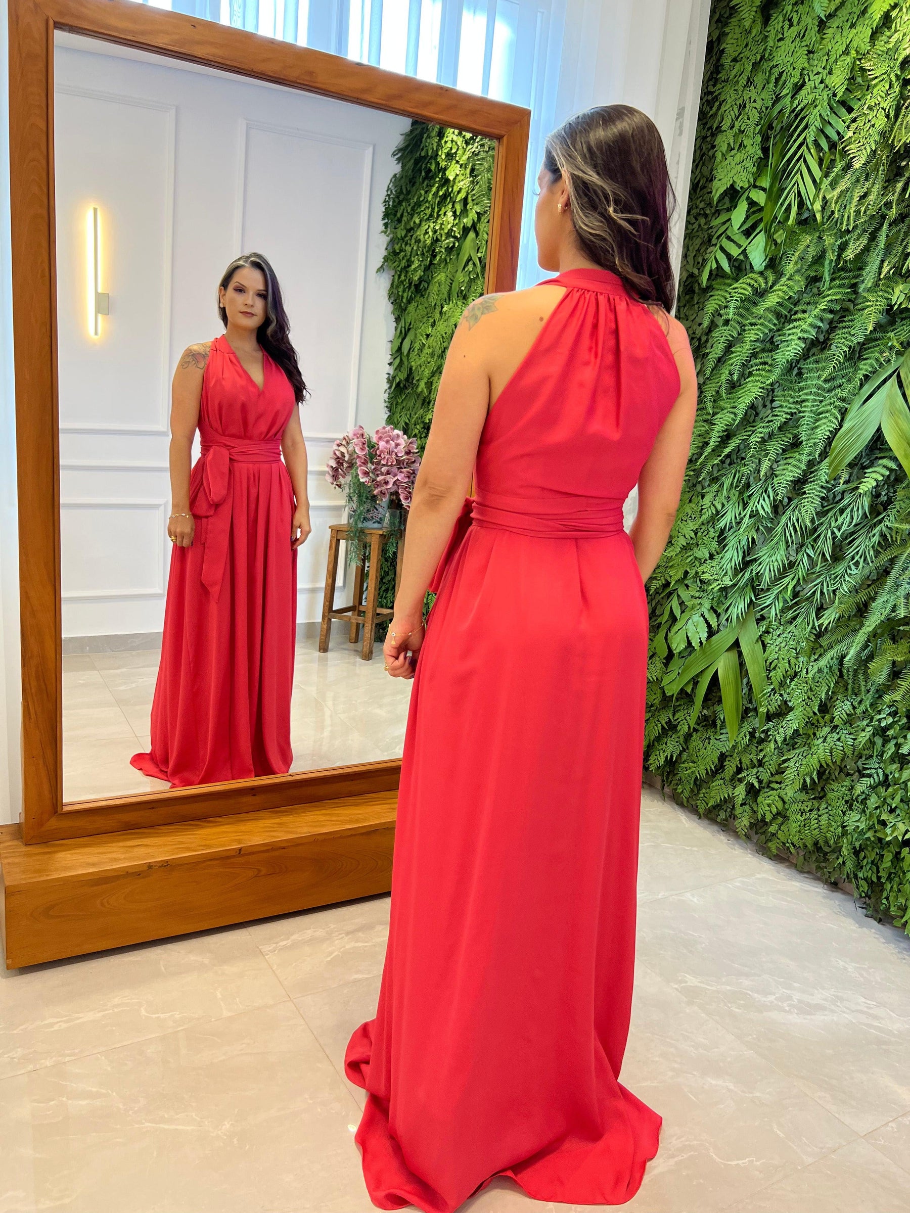 Vestido Longo Conf Tamanho Único Sem Manga - Rosa Barbie 1207