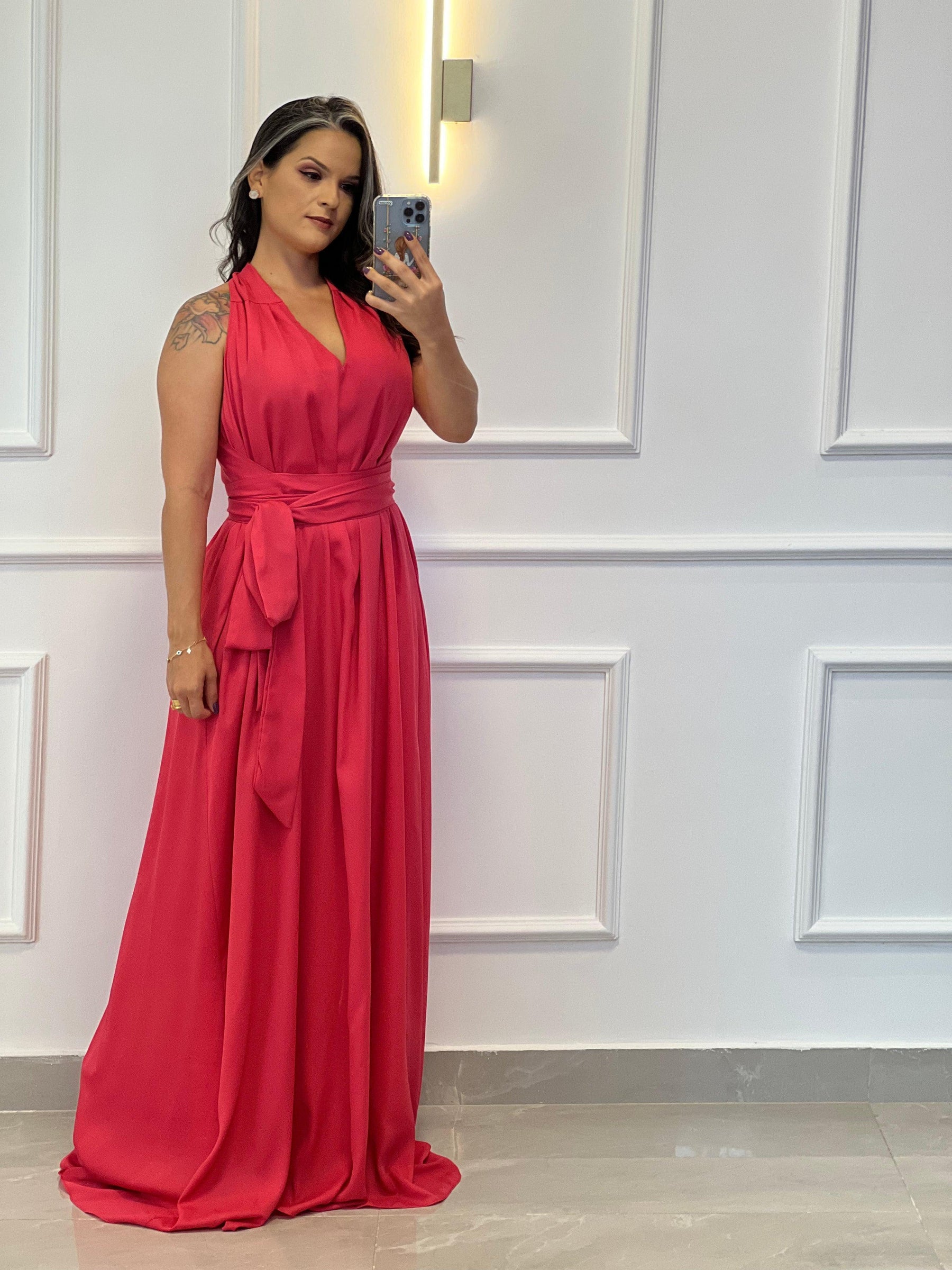 Vestido Longo Conf Tamanho Único Sem Manga - Rosa Barbie 1207