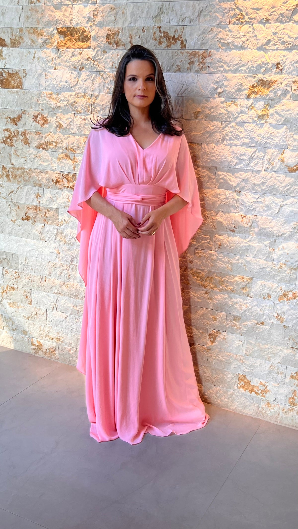 Vestido Longo Conf Tamanho Único Capa Liso - Rosa Claro 5252