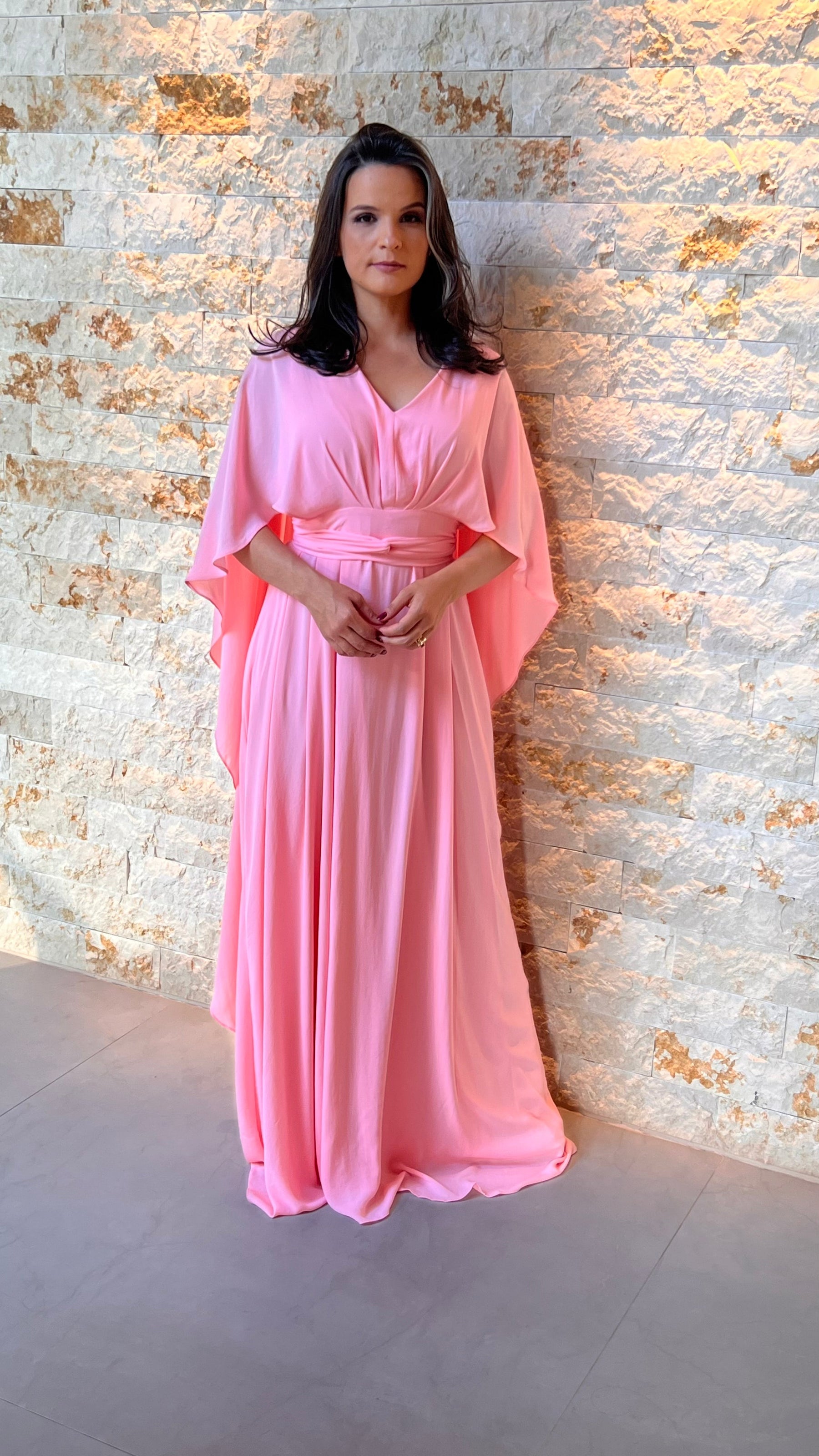 Vestido Longo Conf Tamanho Único Capa Liso - Rosa Claro 5252