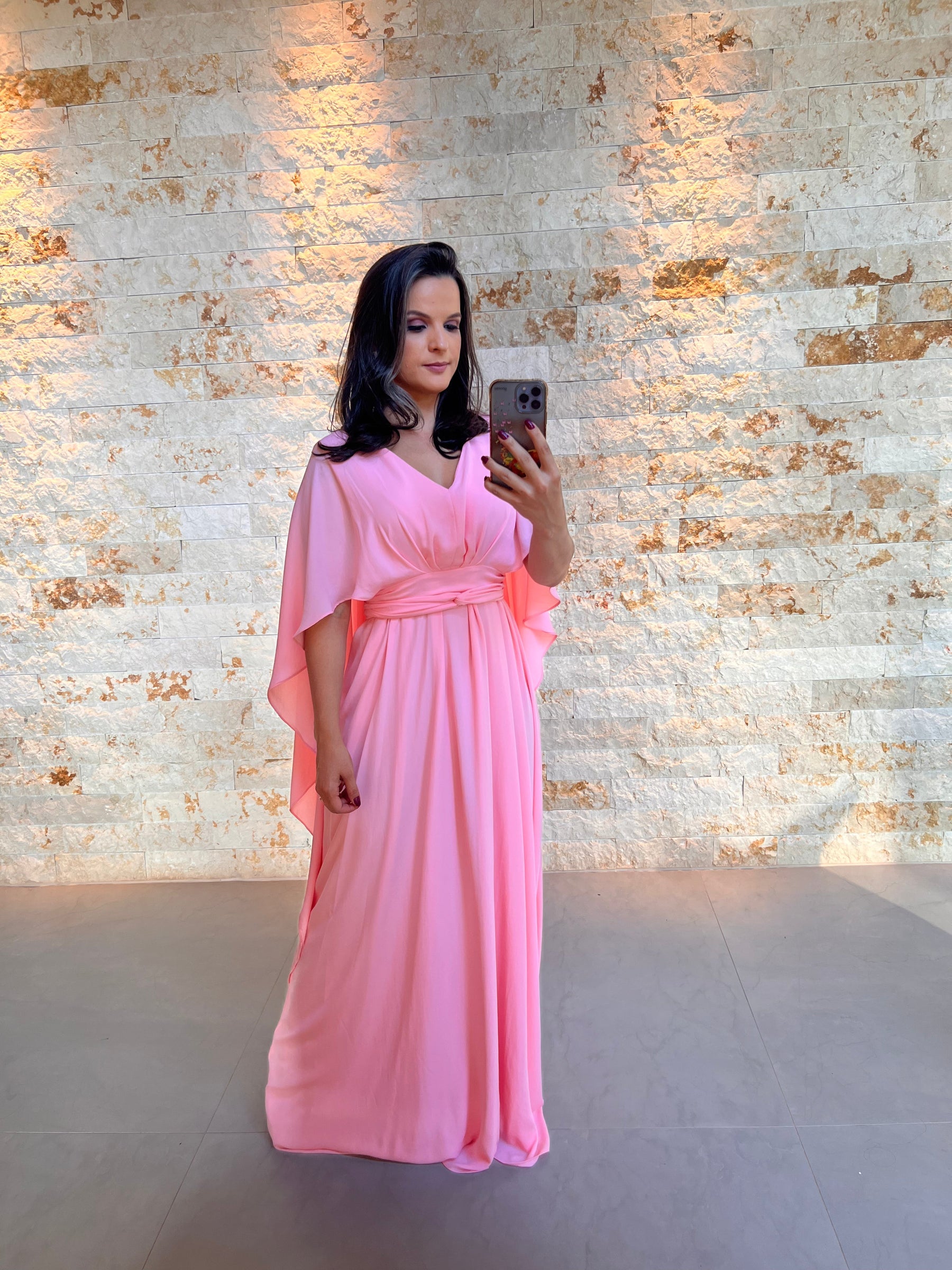 Vestido Longo Conf Tamanho Único Capa Liso - Rosa Claro 5252