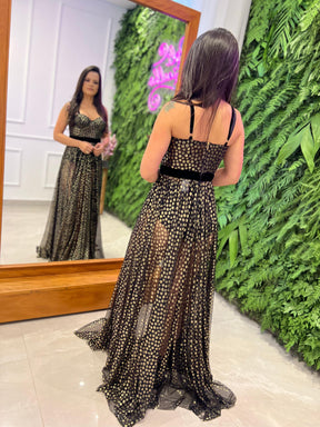 Vestido Longo Hot Pants Chiffon - Preto 3712