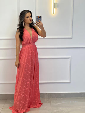 Vestido Longo Hot Pants Chiffon - Rosa 4288