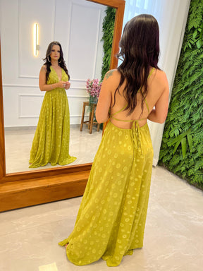 Vestido Longo Hot Pants Chiffon - Liso Verde 4288