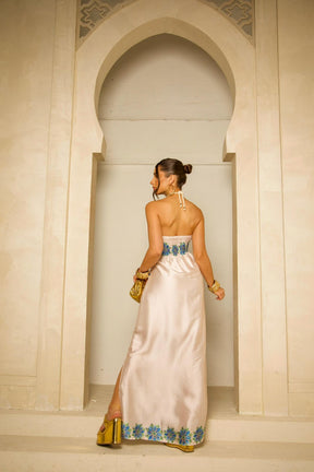 Vestido Longo Seda Frente Unica ARTE - Estampado 5488