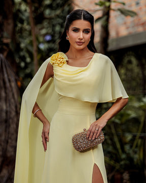 Vestido Longo Capa Flor PHI- 6032