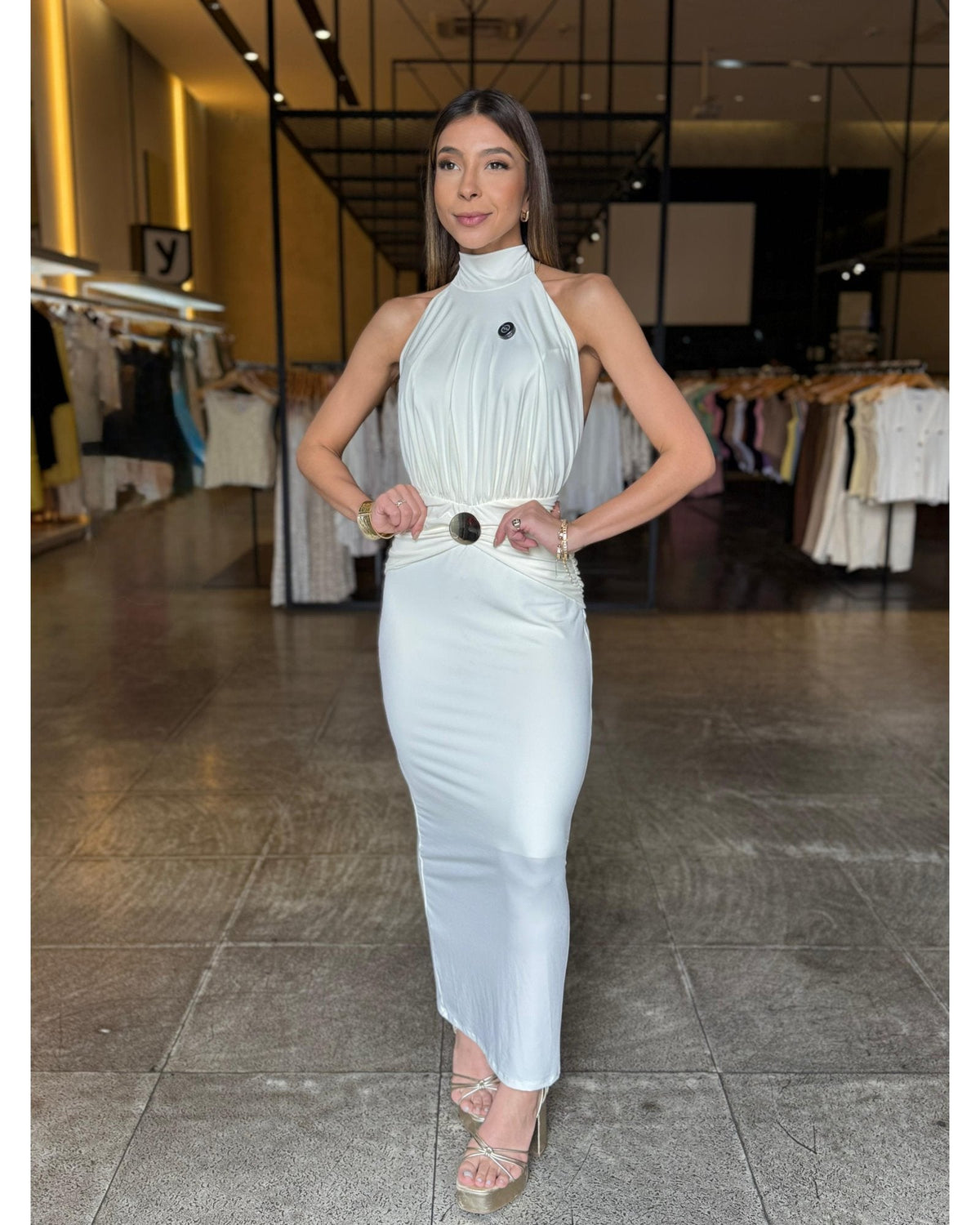 Vestido Mid Luxo Fivela